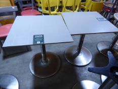* 3 x square tables with pedestal bases grey tops