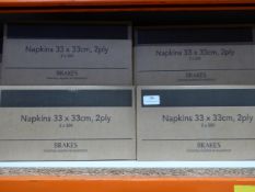 * 4 x boxes napkins. each box contains 2 x 300 napkins - 33cm x 33cm 2ply