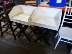 * 2 x display table/tray stand, one with damage to front edge