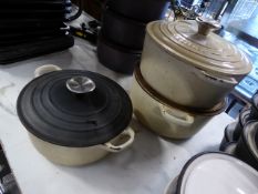 * 3 x le creuset pots. 2 x large 1 x medium