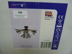 *Three Light Semi-Flush Rustic Brown, Black & Clear Ceiling Lamp