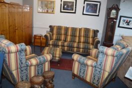 Victorian Style Wooden Framed with Stripped Uphols