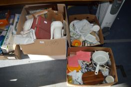 Three Boxes of Household Goods, Kitchenware, etc.