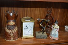 Brass Carriage Clock (no key) plus Ornaments, etc.