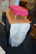 Folding Guest Bed plus Two Pink Foot Stools