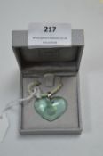 Lalique Green Glass Heart Shaped Pendant