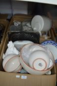 Two Boxes of Kitchenware, Mugs, Bowls, etc.