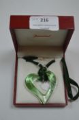 Baccarat Green Glass Heart Shaped Pendant