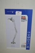 *Angled Floor Lamp in Satin Silver/White