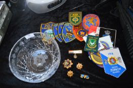 Police Superintendent's Etched Glass Bowl plus Clo