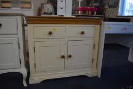 Cream Kitchen Cupboard with Light Oak Top