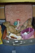 Suitcase and Contents; Vintage Teddy Bears, Soft T