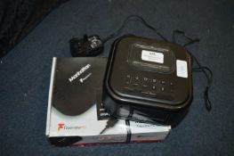iHome USB Alarm Clock, and a Freeview HD Box