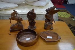 Carved Wooden Ornaments, Eagles, etc.