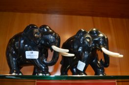 Two Ebony Elephant Ornaments