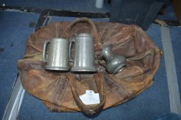 Leather Holdall and Pewterware