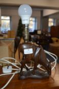 Carved Wooden Antelope Table Lamp Base