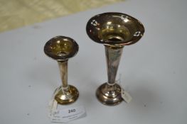 Two Hallmarked Sterling Silver Specimen Vases