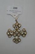 White Metal Cross Pendant with Clear Cut Stones