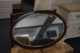 Edwardian Mahogany Oval Bevel Edge Mirror