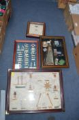Four Framed Nautical Artworks and a Clock