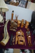 Ethnic Carved Wooden Figures, Mask, Animals, etc.