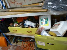 Shelf of Assorted Part Used Garage Products