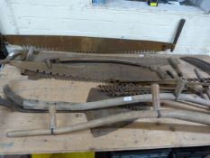 Vintage Agricultural Tools Including Scythe, Turf
