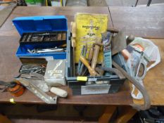 Assorted Tools; Riveter, Saw, Spanners, etc.