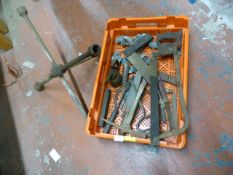 Vintage Brace and Assorted Tools Including Saw, Se