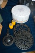 Biscuit Tin Trivets, and a Cruet Set