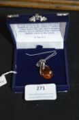 Sterling Silver & Amber Pendant and Chain