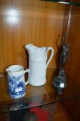 Spelter Figure plus Portmeirion Jug and a Blue & W