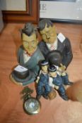 Laurel & Hardy Figures and Decorative Pocket Watch