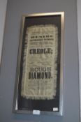 Framed 1855 Theater Royal, Durham Silk Poster