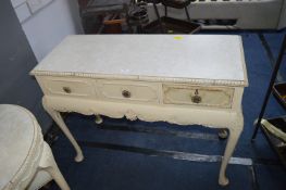 Three Drawer Decorative Cream Console Table