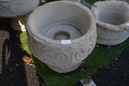 Circular Planter with Tulip Design