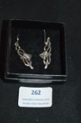 Pair of 925 Sterling Silver Drop Earring with Blue