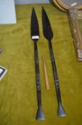 Two Carved Ethnic Spears etc.