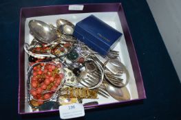 Costume Jewellery Including Coalport Ceramic Brooc