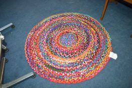 Circular Multicoloured hand Woven Rug ~1m diameter
