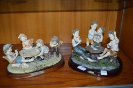 Two Children Playing Cards Ornaments