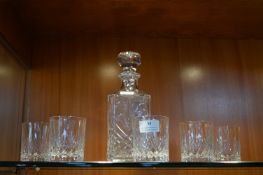 Cut Glass Decanter and Five Tumblers