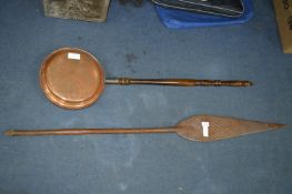 Ethnic Carved Wooden Spear plus Warming Pan