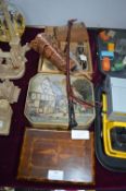 Wooden Boxes and Collectibles; Leather Riding Crop