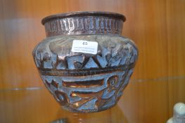 Ethnic Copper Planter with Animal Designs