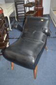 Black Leather Reclining Salon Chair