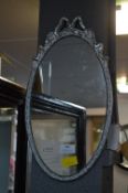 Small Oval Silver Painted Mirror