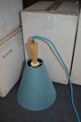 *Blue Pendant Lamp with Wooden Detail