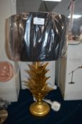*Gilt Metal Leaf Design Table Lamp with Shade